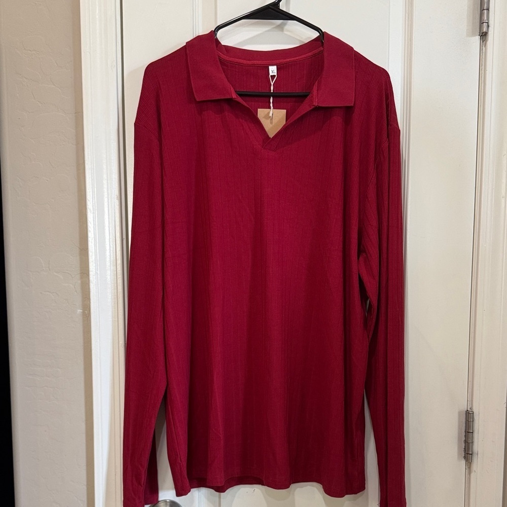 Classic Red Long Sleeve Men's Shirt / J105